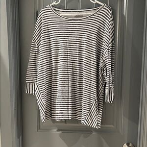 Westbound Black and White Striped Long Sleeve Top